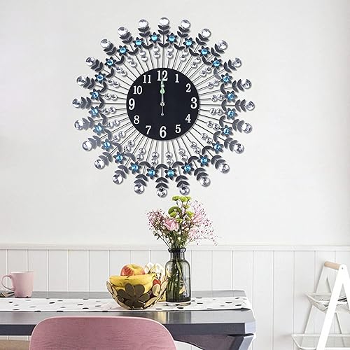 YIYIBYUS Reloj de pared de cristal de 23.6 pulgadas, grande, moderno, 3D, redondo, de metal, creativo, silencioso, para decoración del hogar,