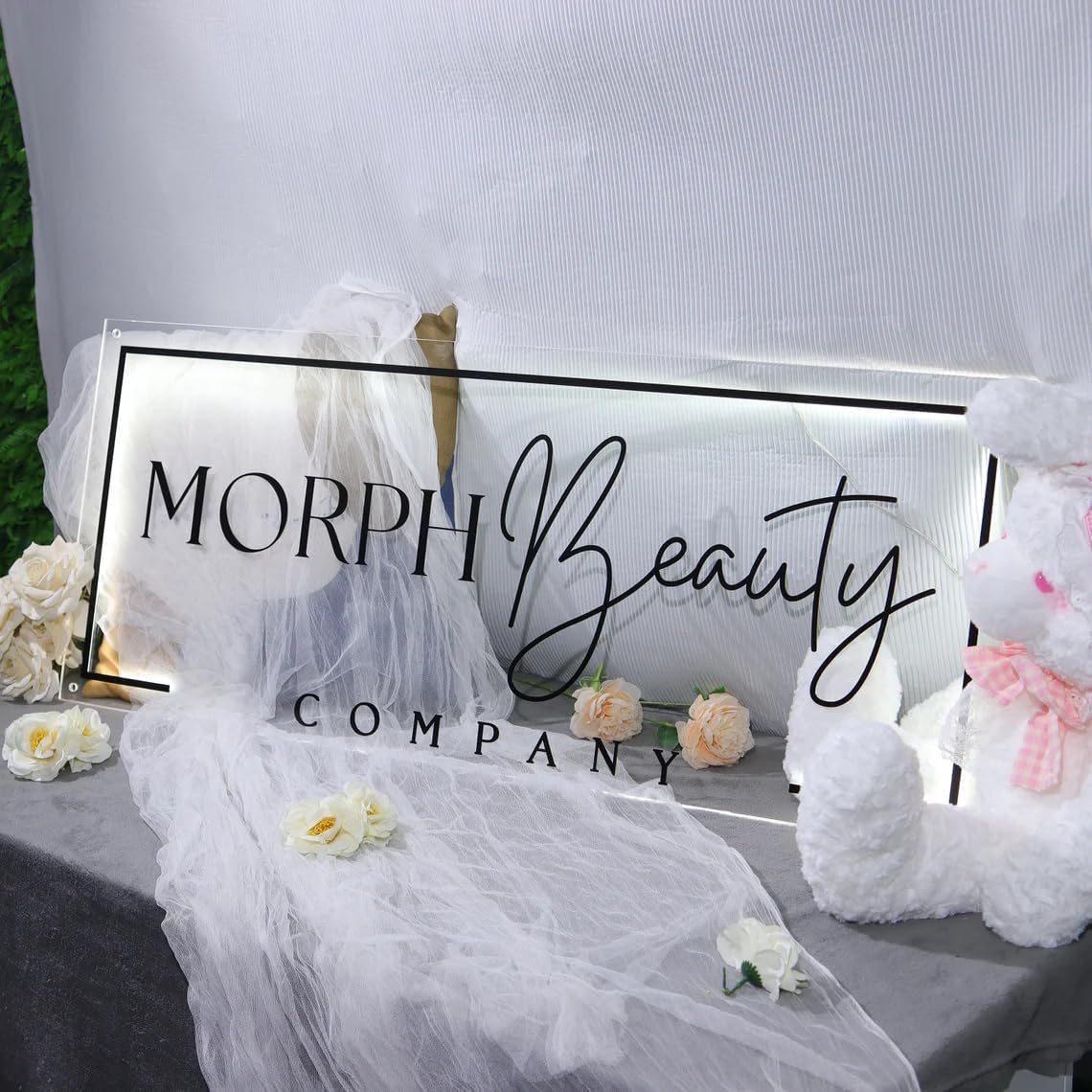 Custom Backlit Acrylic Logo Sign, Light Up Signs - Personalized Illuminated Logo Sign with Floating Acrylic Design for Retail Stores, Restaurants, Offices, and Hair Studios, Rectangle Shape