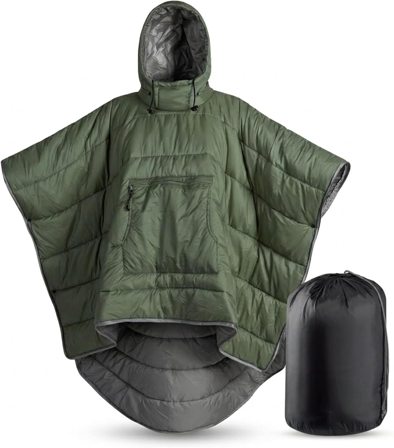 Camping Poncho Sleeping Bag | 3-in-1 Wearable Hooded Blanket, Thermal Cloak & Outdoor Sleeping Bag | Lightweight Windproof Water-Resistant Camping Poncho with Carry Bag