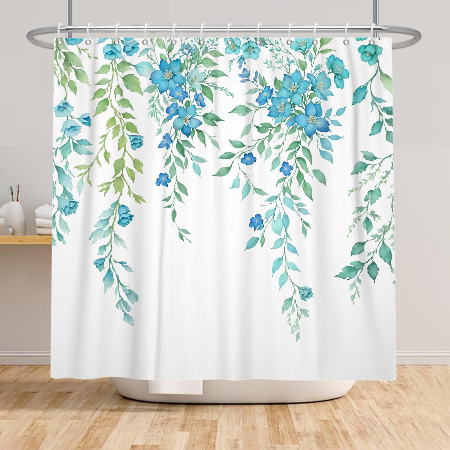 Kzzfqxb 152x183cm Floral Shower Curtains with Plastic Hooks - Image 3