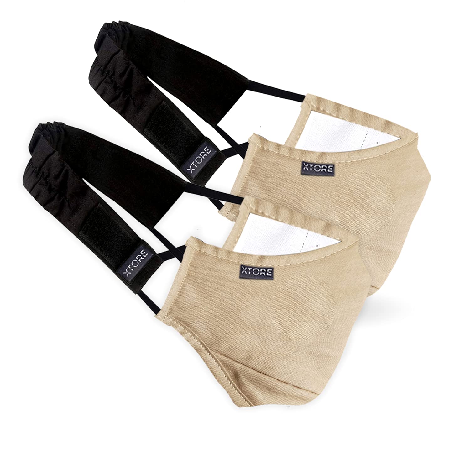 Xtore N-95 FDA CE Certified Antipollution cotton mask | Reusable | Washable | Without Valve (Pack of 2 mask, 2 Filters, 2 x Head Band, Khaki Brown) (B0963TTCC7) Amazon Price History, Amazon Price Tracker