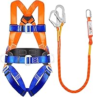 NewDoar Fall Protection Harness with Lanyard Kit - Full Body Safety Gear for Roofing, Construction, Tree Climbing, Padded Adjustable 18kN Strength