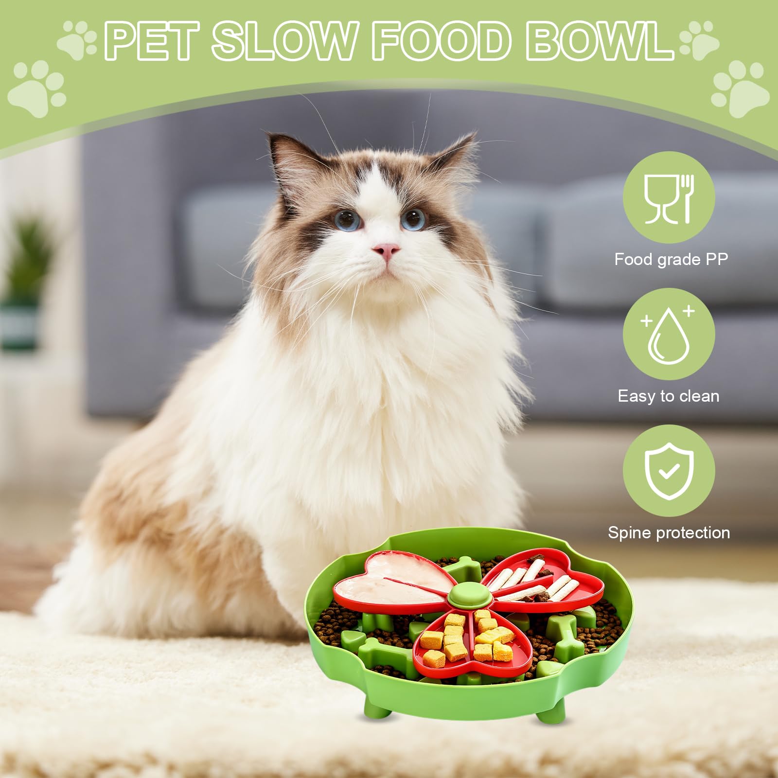 Slow-Eating Dog Bowl, Anti-Choking, Healthy Eating To Promote Digestion, Fun Slow-Eating Bowl, Christmas Green Color - Image 3