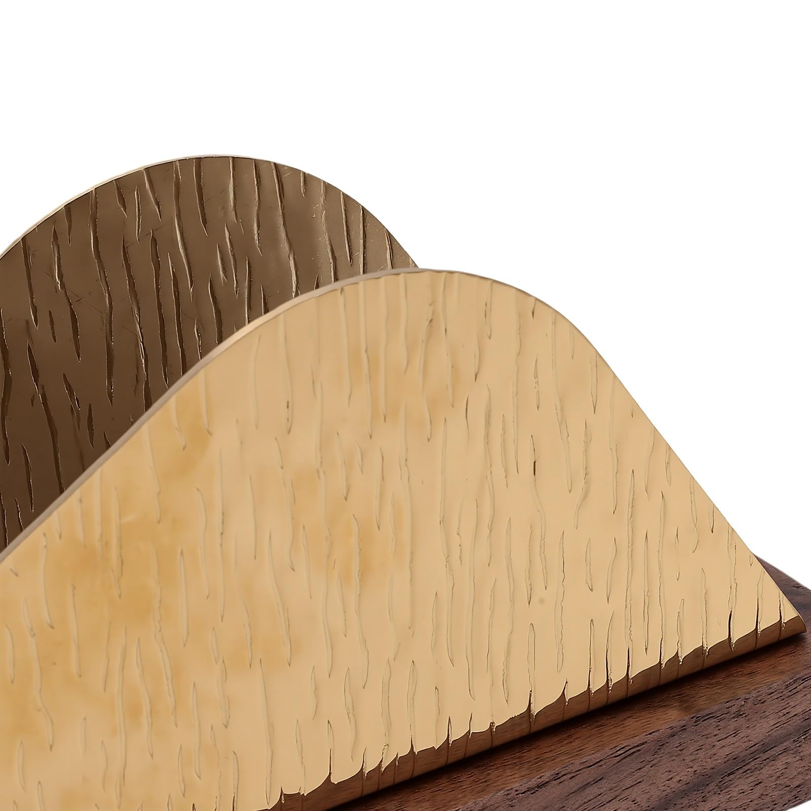 Servilletero de Gran Capacidad de Estilo Nórdico | Soporte de Pañuelos de Acero Inoxidable Dorado con Base de Madera para Mesa, Cocina, Restaurante y Cafetería (joroba única)