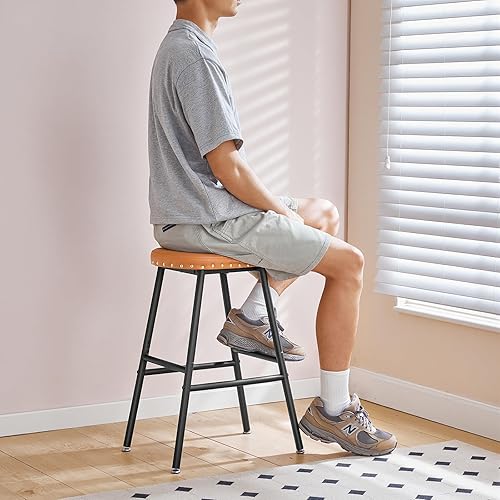 Miniatura 8 de HOOBRO Bar Stools, Set of 2 Bar Chairs,Counter Height Stools,PU-Padded Kitchen Counter Stools, Modern Backless Breakfast Stools for Kitchen Island,