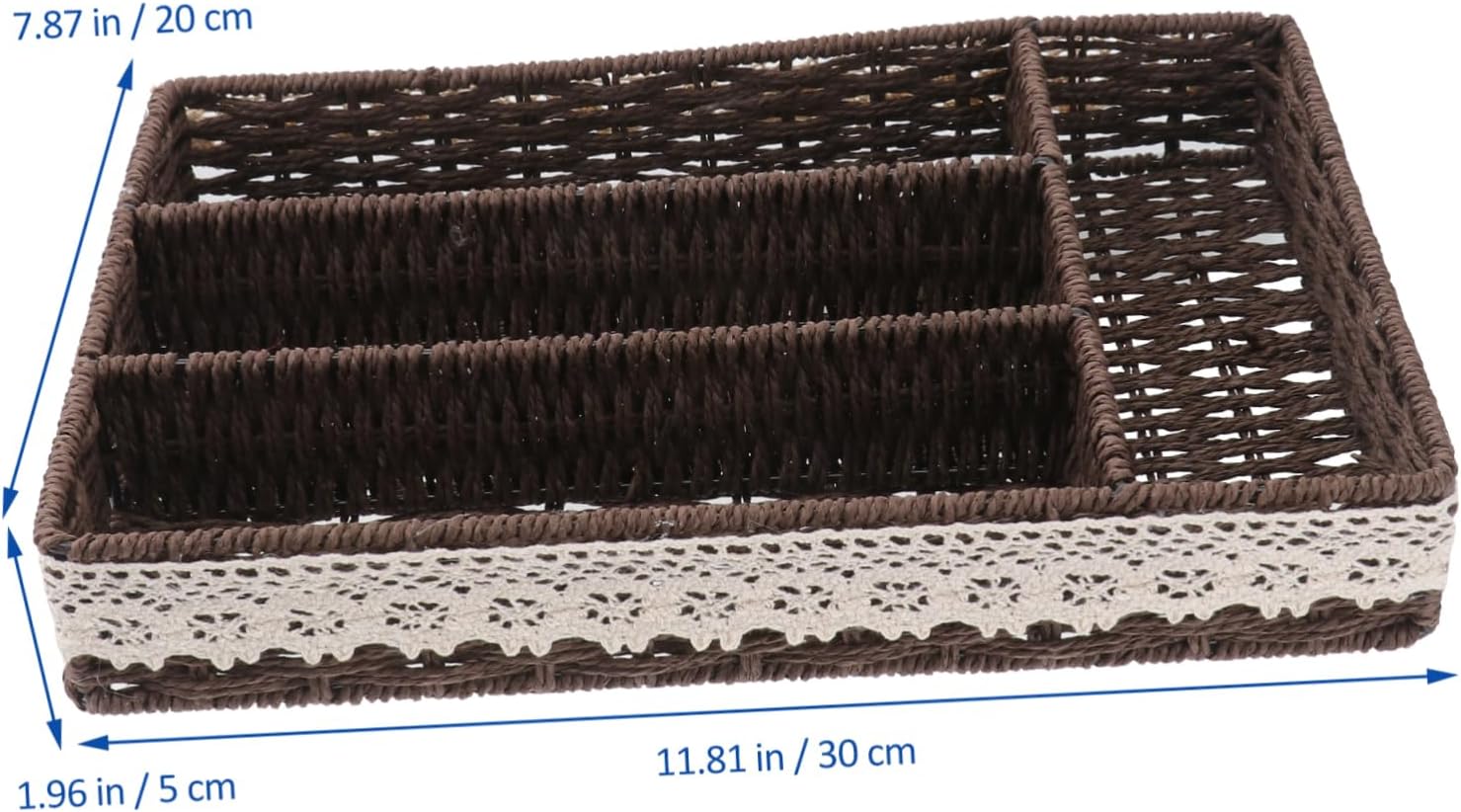 3 Pcs Compartment Storage Box Rattan Storage Baskets Chopstick Tray Desktop Storage Containers Tableware Storage Tray Hand Woven Basket Storage Case Picnic Basket Plastic Coffee/2