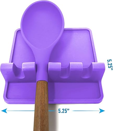 Miniatura 80 de Zulay - Soporte extragrande de silicona con bandeja antigoteo para múltiples utensilios de cocina, reposacucharas resistente al calor y sin BPA