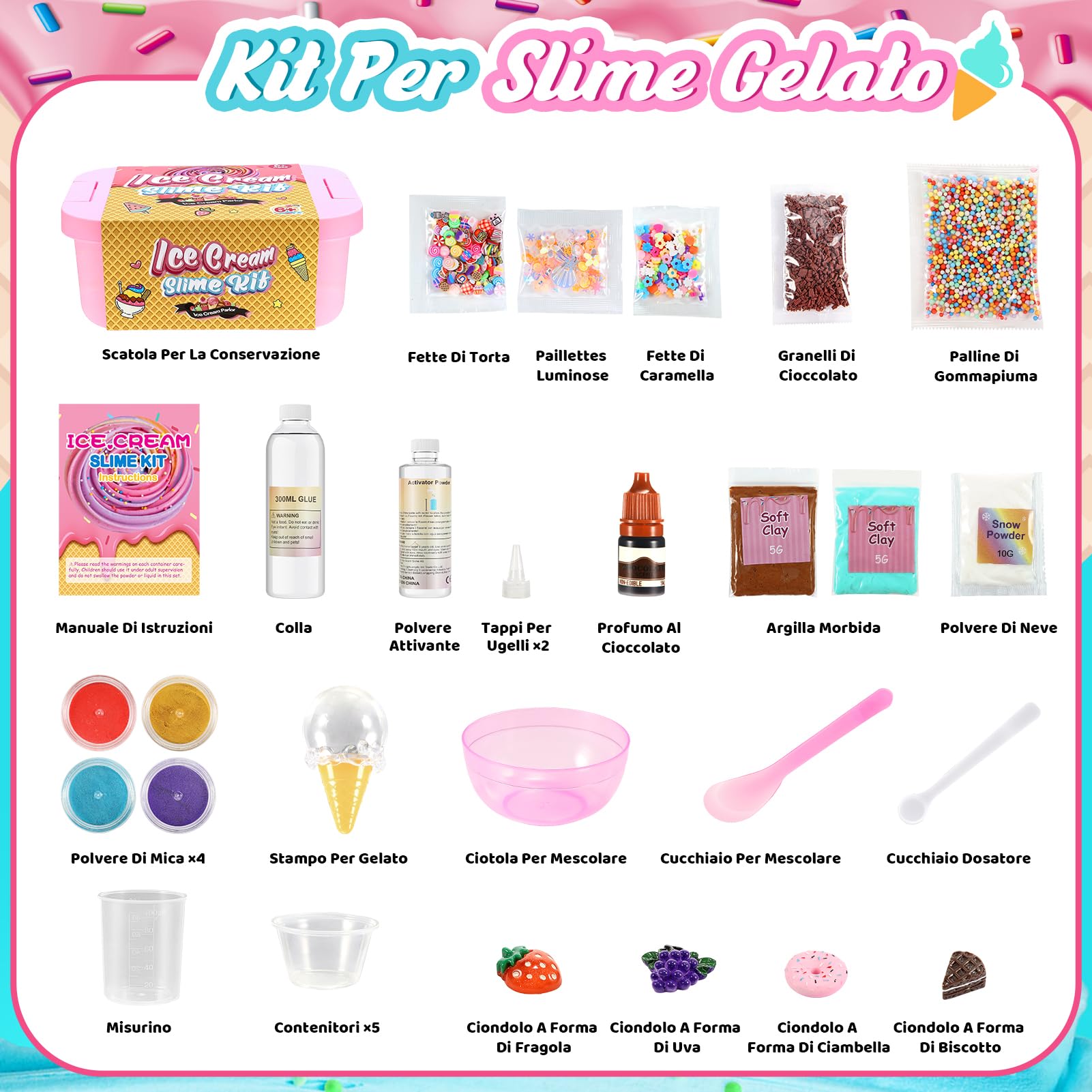 Adeokay Slime per Bambini, Giochi 6 7 8 9 10 11 12 Anni, Femmina Fluffy Regalo Giocattoli Bimba, Kit Lavoretti Creativi, Medio