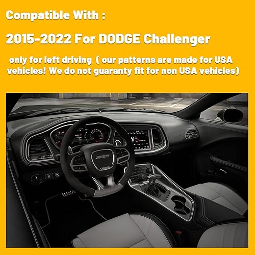 Miniatura 6 de Tapete antideslizante para tablero de instrumentos compatible con Dodge Challenger 2015-2022 Protector solar (borde negro)