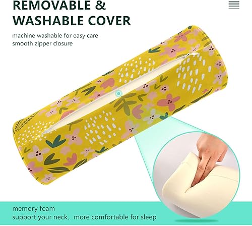 Miniatura 4 de KLL Cojín de almohada con patrón de flores y limón sin costuras, almohada de cuello pequeño, almohada decorativa redonda de 17 pulgadas, almohadas