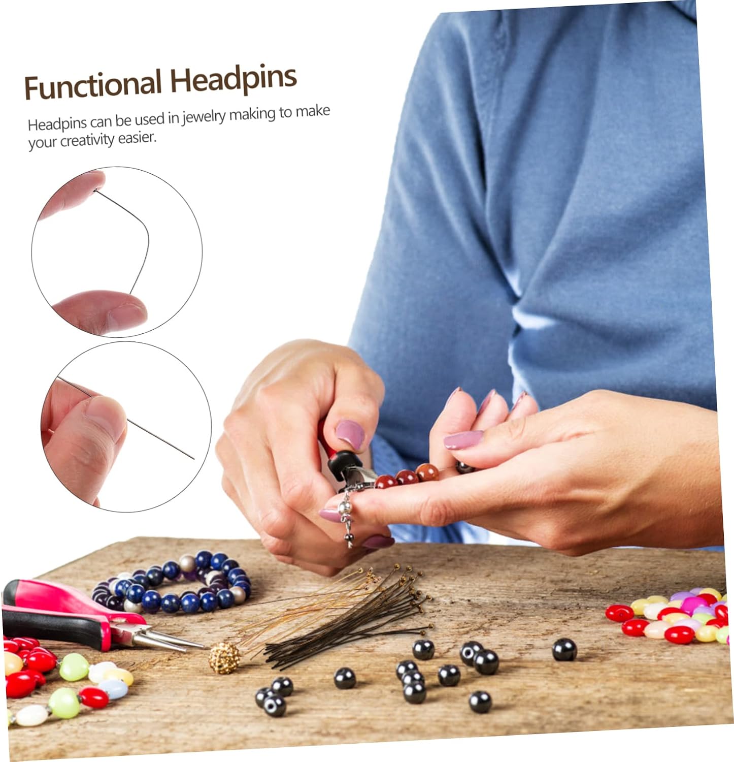 DOITOOL 800pcs Headpins Craft Needles for Jewelry Making Earring Bracelet Necklace Accessories for Beads Creative Projects