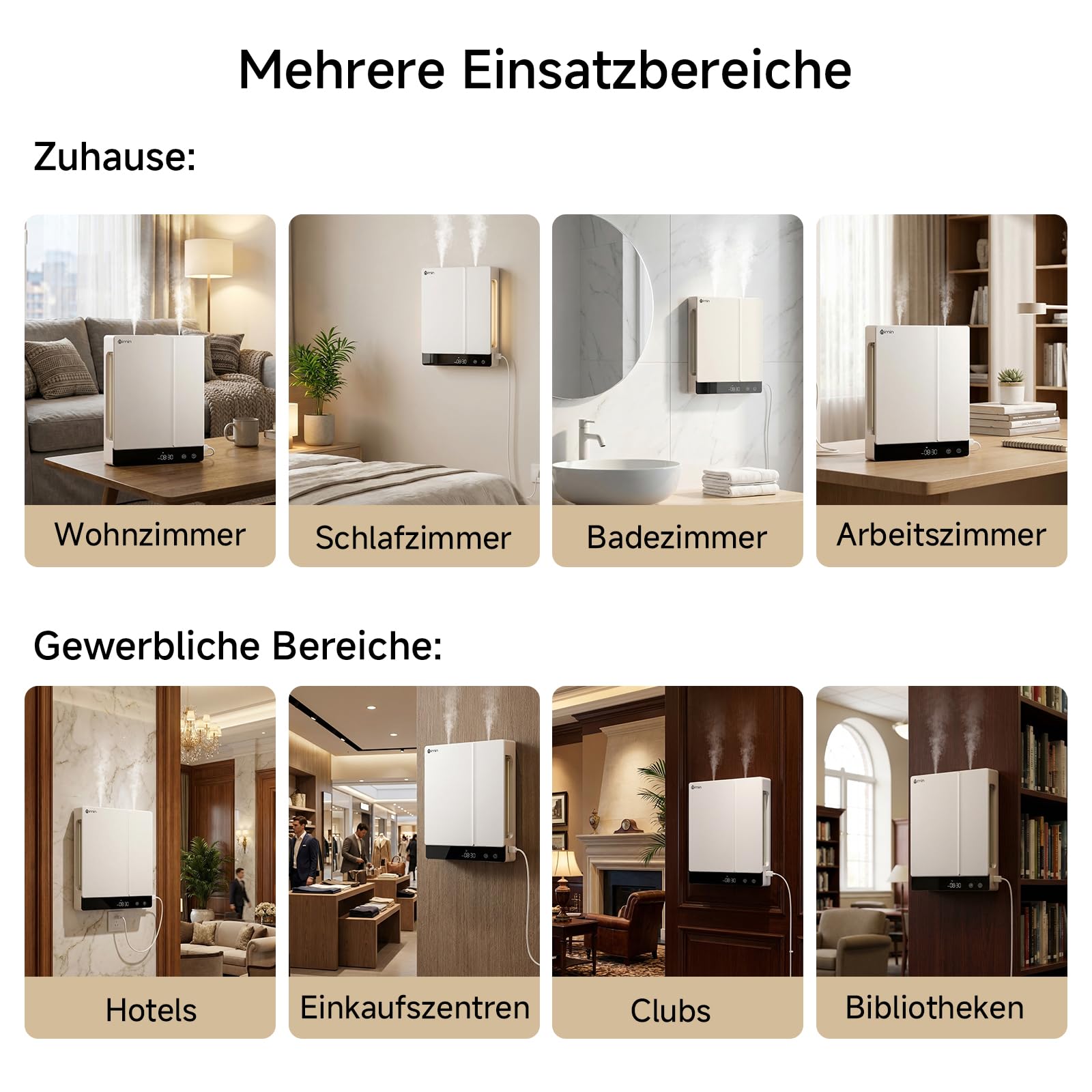 Smart WLAN Aroma Diffuser mit App – ätherische Öle Diffusor, Aromatherapie-Duftöldiffusor, Ultraschallvernebler, Air Diffuser, 2x230ml Doppelkammer-Doppeldüse, Wand/Tisch, Zuhause/Büro/Hotel