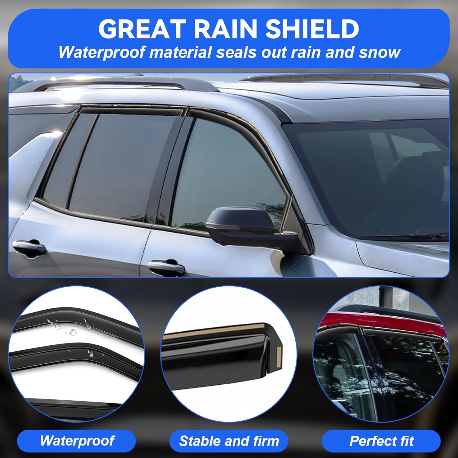 Window Visors for Chevy Traverse 2024 2025 2026, in-Channel Rain Guards Window Deflectors, Aerodynamic Wind Noise Reduction & UV Protection (4 Pcs)