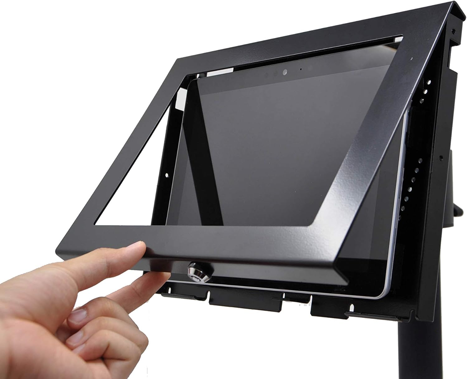 TABcare Locking Security Metal Case for Fusion5 10" Windows Tablet for Kiosk, POS, Store, Show Display (Black, Desktop Stand)
