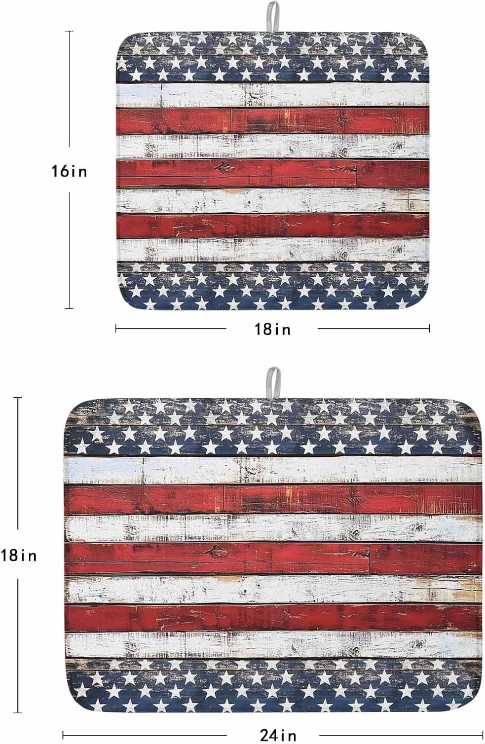 Dish Drying Mat Set of 2 4th of July American Flag Microfiber Absorbent Reusable Washable Dish Drying Rack Mat Independence Day Coffee Mat for Coffee Maker Bar Kitchen Countertops 18x24inch