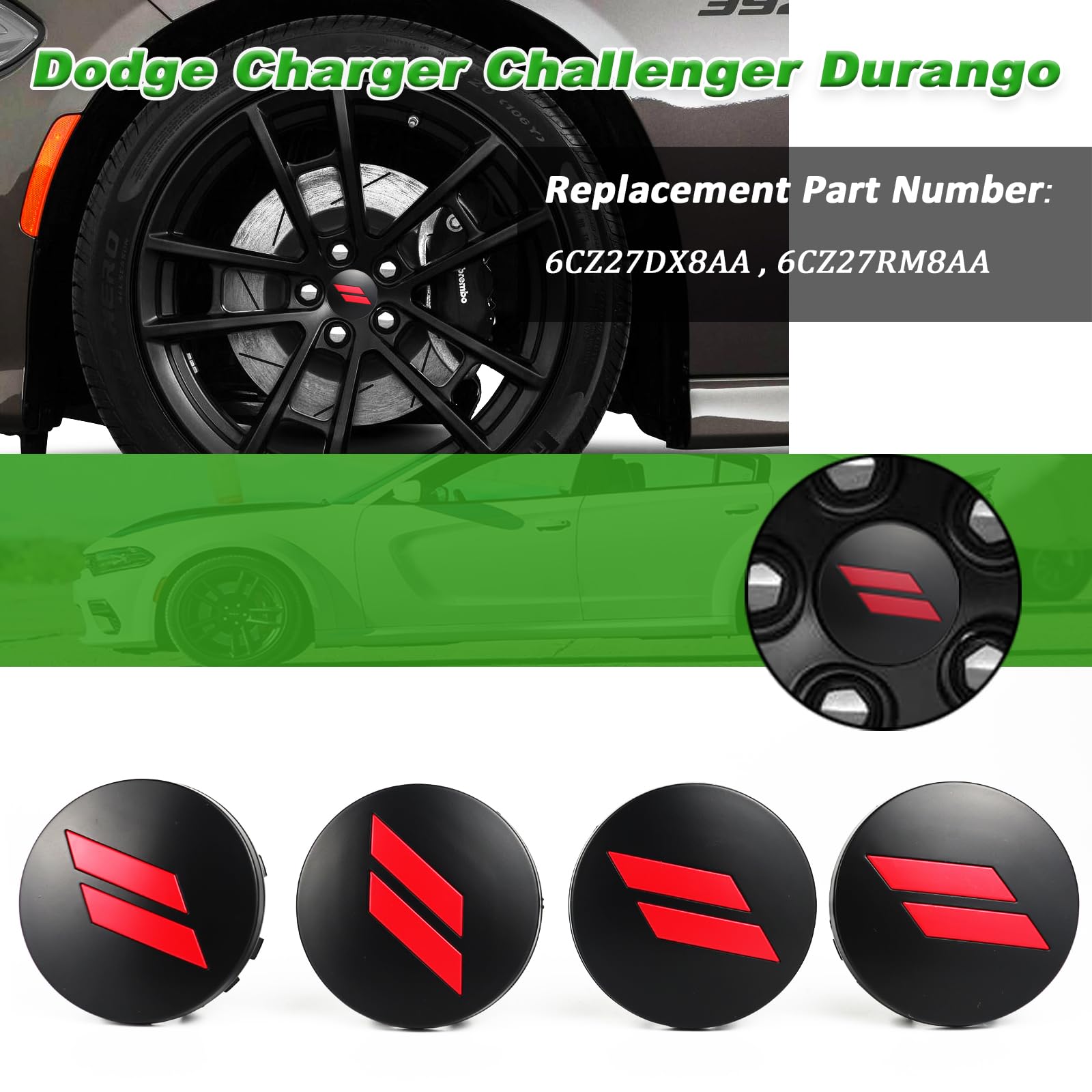 4pcs 63mm Slash Wheel Center Caps - Replacement For Dodge Charger Challenger Durango Jeep