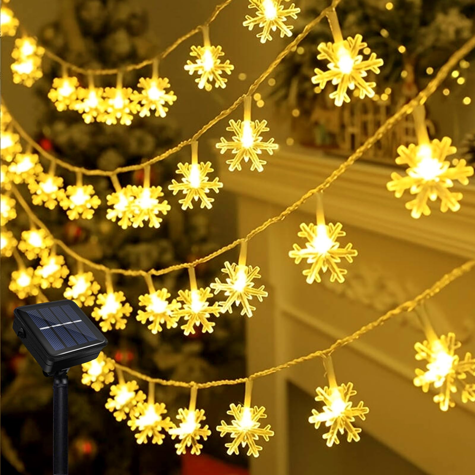 Catena Luminosa Solare 12m Luci Solari Stelle 12m 100 LED - 8
