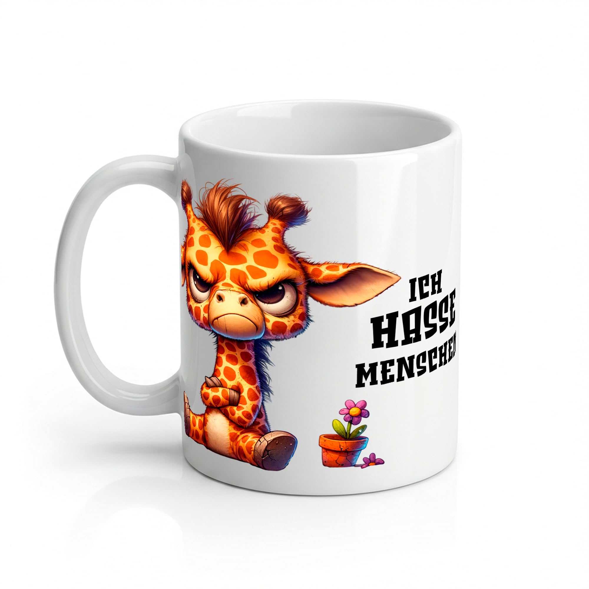 Lustige Giraffentasse Ich hasse Menschen Witzige Geschenkidee zu Weihnachten für beste Freundin oder Kollegin Humorvolle Tasse für Kaffee oder Tee Einhornbecher mit Spruch Weihnachtsgeschenk