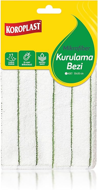 Mikrofiber Kurulama Bezi Tekli, Hızlı Kurulama, Yüksek Emici, İz & Hav Bırakmaz, Cam, Ayna, Mutfak, Banyo, Tezgâh, Mobilya, Elektronik, Araç, Pencere, Raf, Televizyon, Bilgisayar, Beyaz Eşya