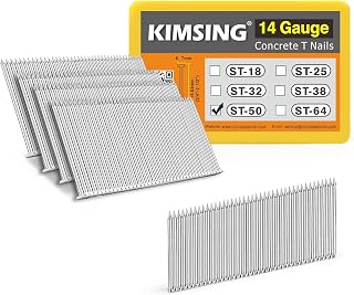 KIMSING 14 Gauge 2'' Length (50 mm) Concrete Nails 800 PCS/BOX, Concrete T-Nails for Concrete Nailers Smooth Shank