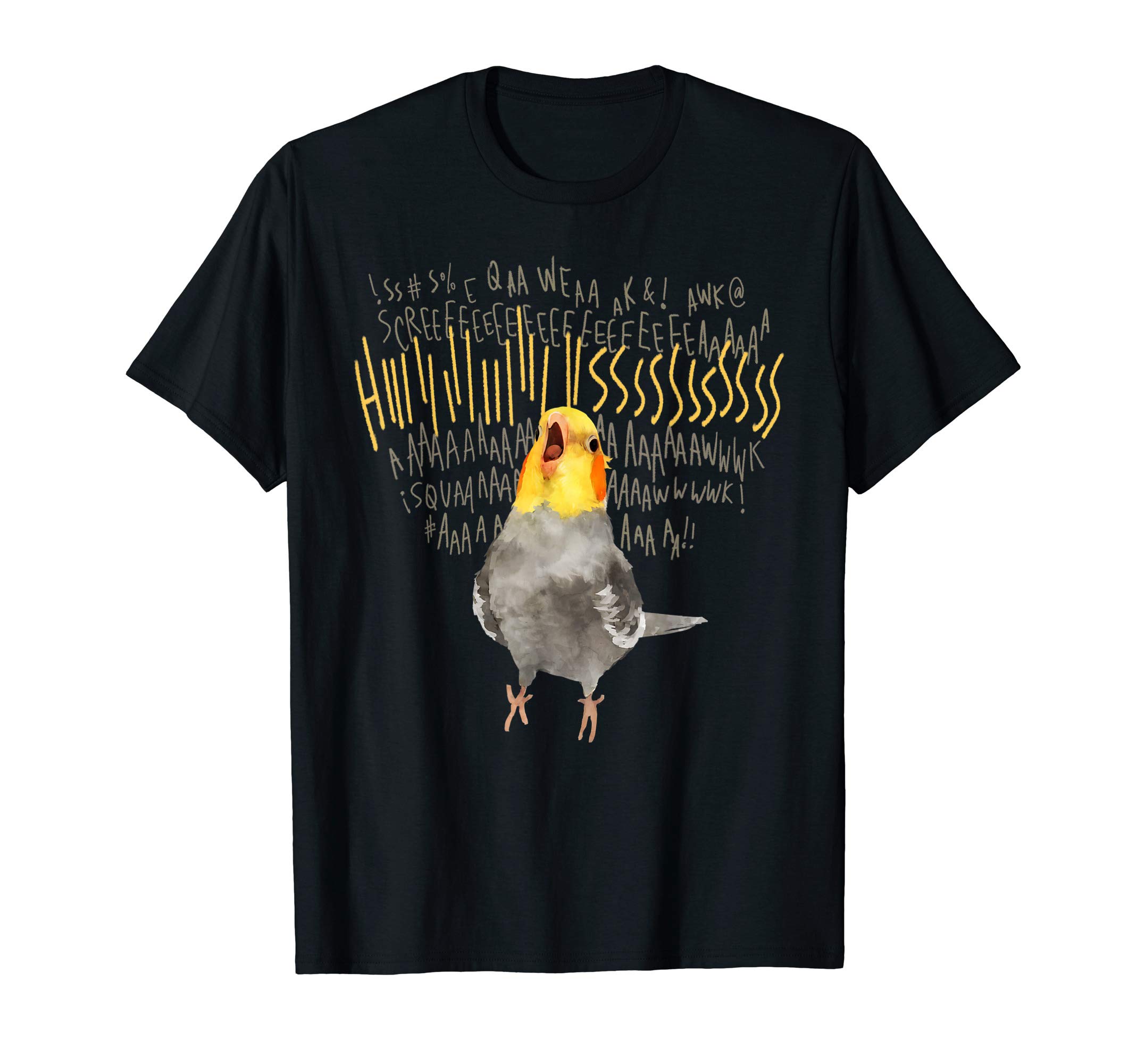 Birbber Angry Cockatiel Unisex-Adults Black Cotton 100% T-ShirtOEKO-TEX STANDARD 100