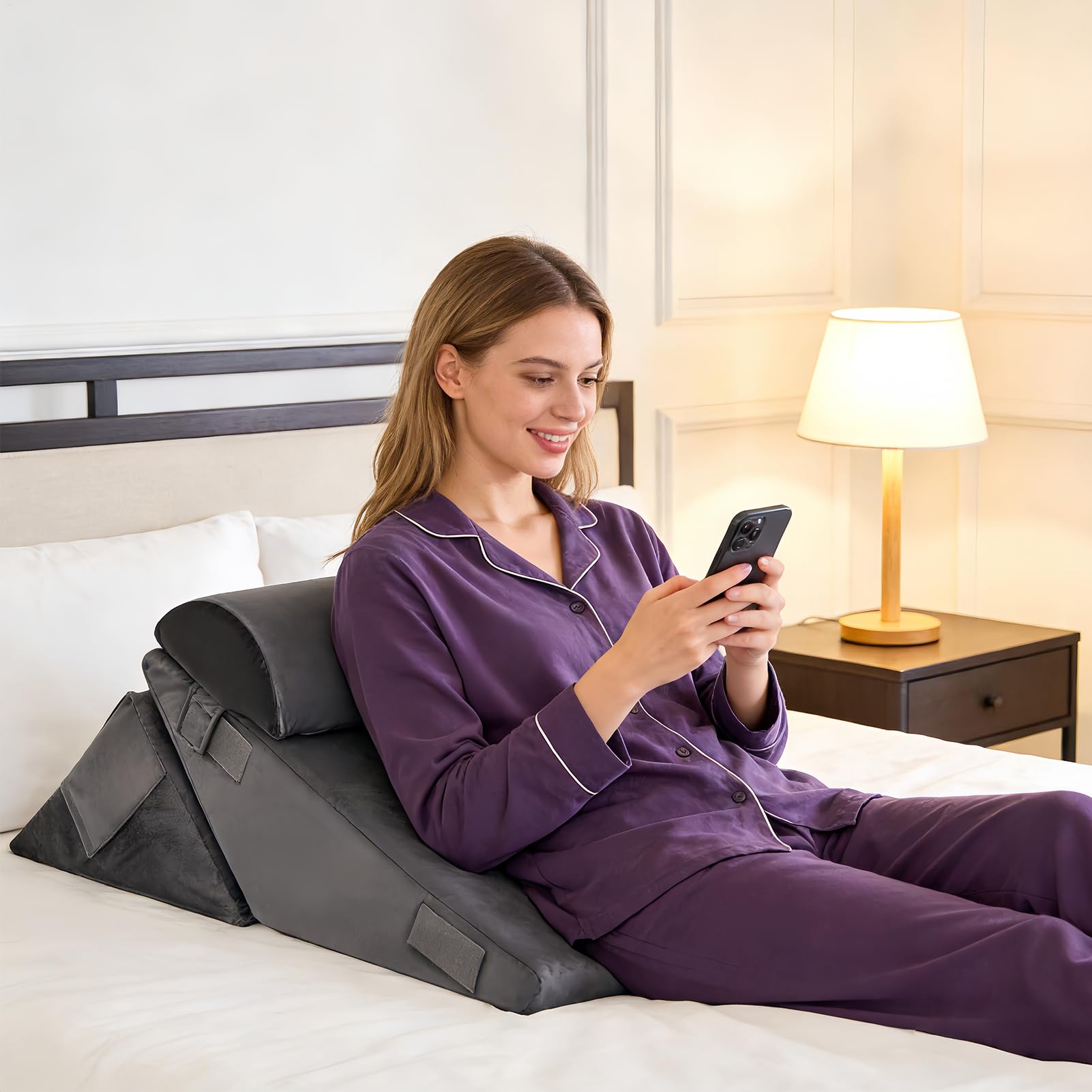 Almohada Cuña Para Dormir Almohada Con Inclinación Ajustable Y Diseño | Cojín Para Alivio De Molestias De Espalda Para En Hogar, Cama, Embarazo, Personas Mayores, Lectura Y