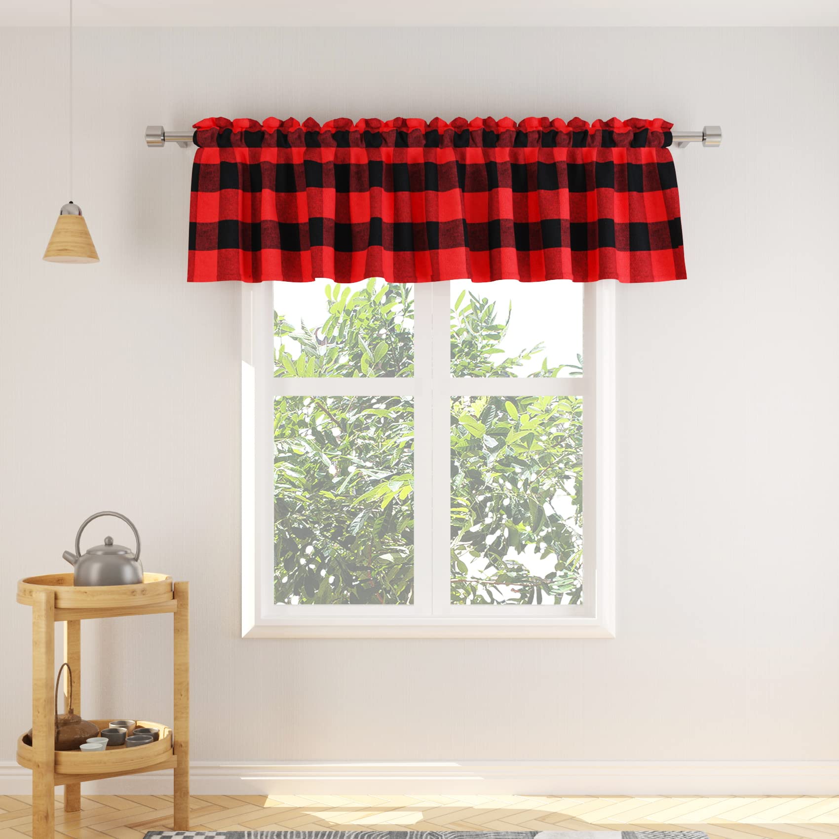 NATUS WEAVER Valance Curtains 14 inches Long Curtain Valance 1 Panel Living Room Buffalo Plaid Gingham Check Bedroom Window Farmhouse Curtain Valance