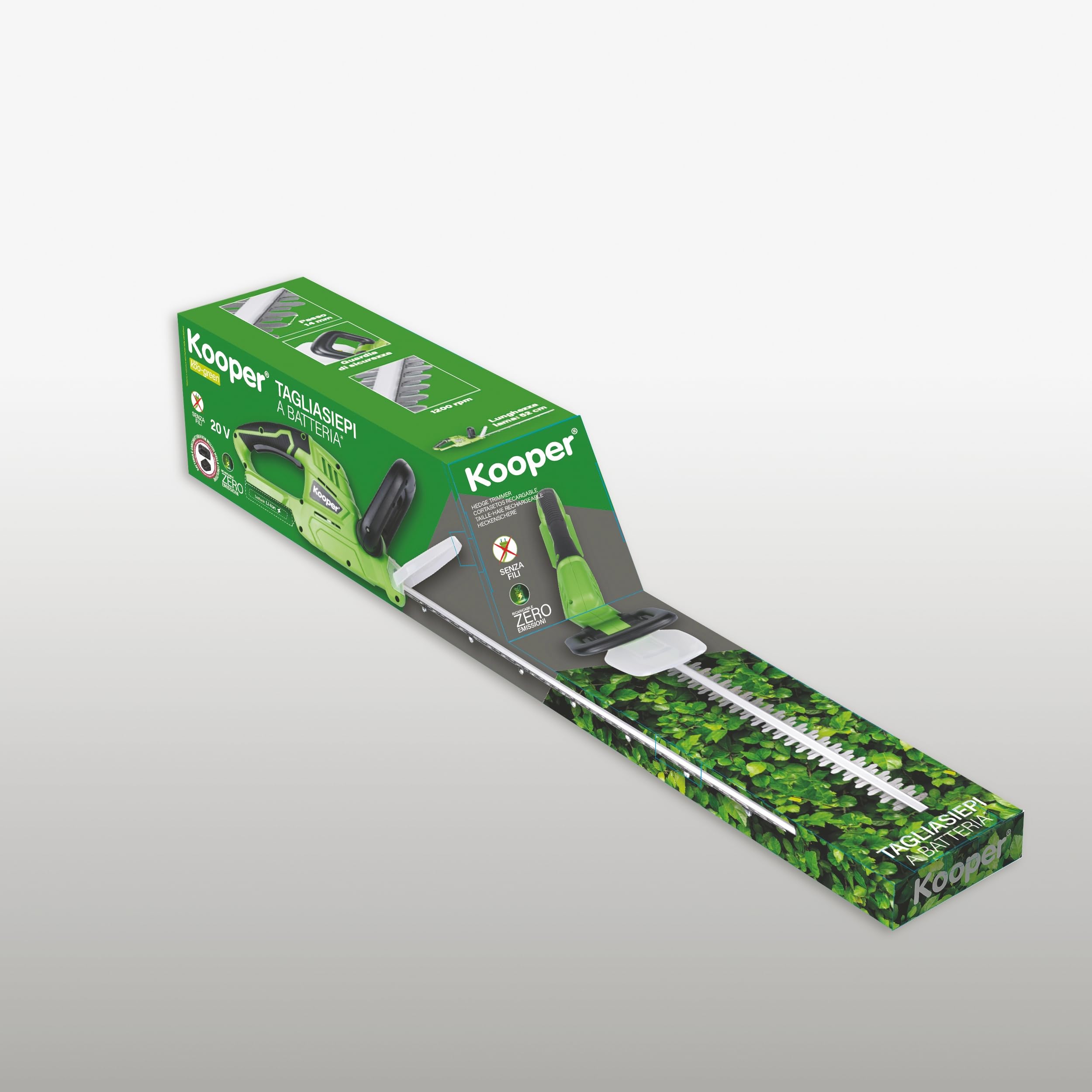 Kooper Tagliasiepi Ricaricabile, Lama 52 cm, Batteria Non Inclusa, 20V