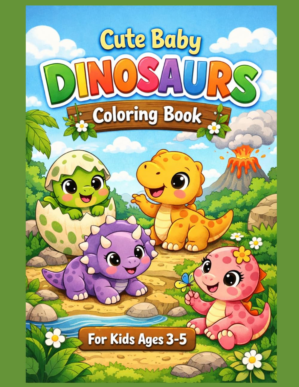 Cute Baby Dinosaurs Coloring Book: Fun and Easy Dinosaur Coloring Pages for Kids Ages 3–5 | Cute Baby Dinos for Preschool and Toddlers