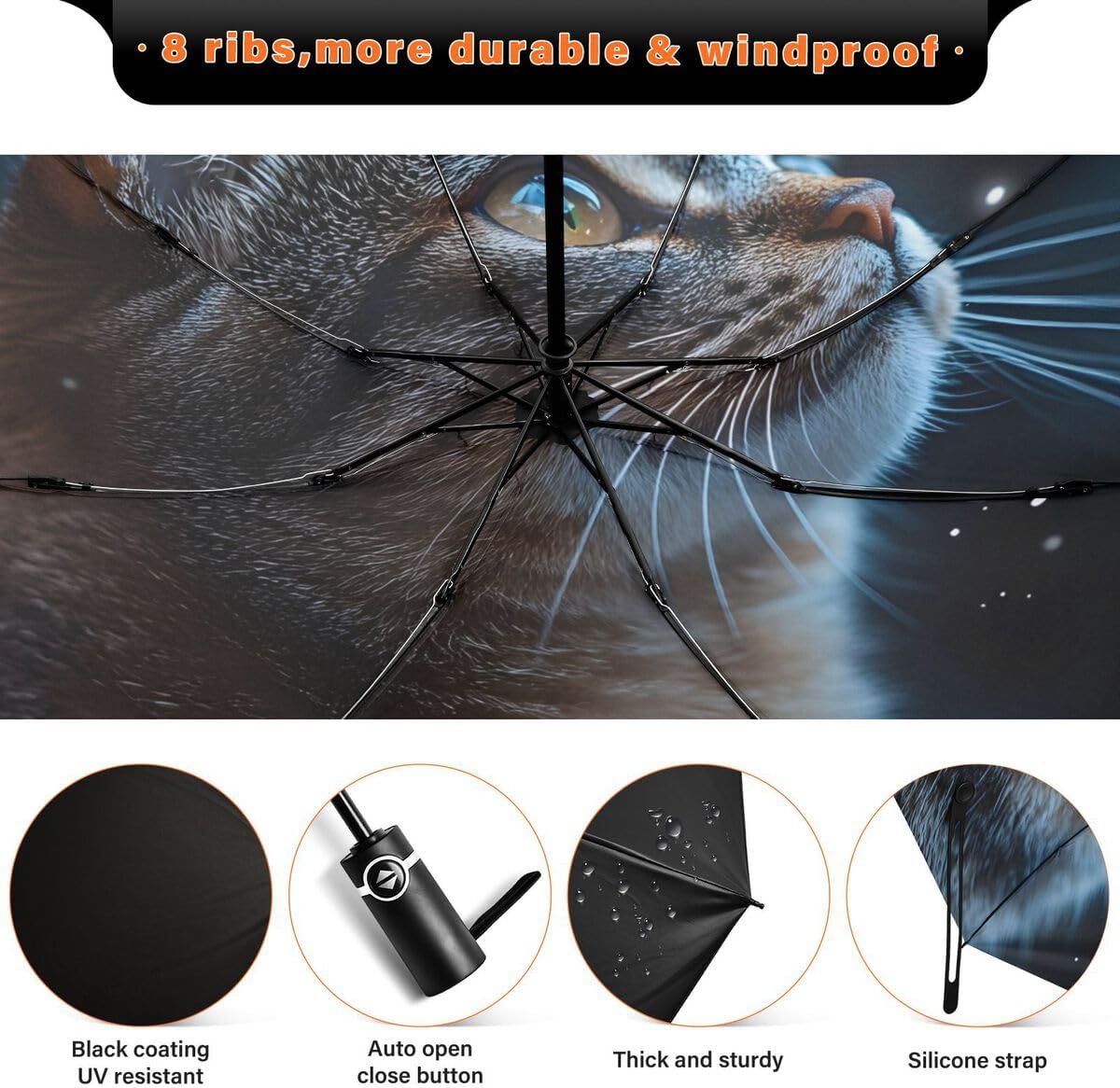 ALAZA Folding Umbrella Inverted Umbrella Automatic Open Close Compact Umbrella Portable Large for Rain Sun UV Protection Windproof image 4