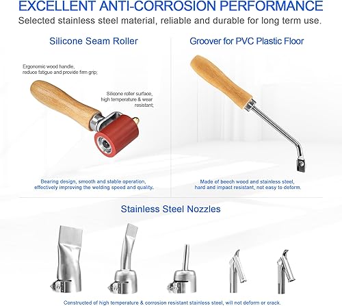 Miniatura 7 de Soldador de plástico con aire caliente 1600W Kit de soldadura de plástico para techos 110V, soldador de plástico con aire caliente de mano con