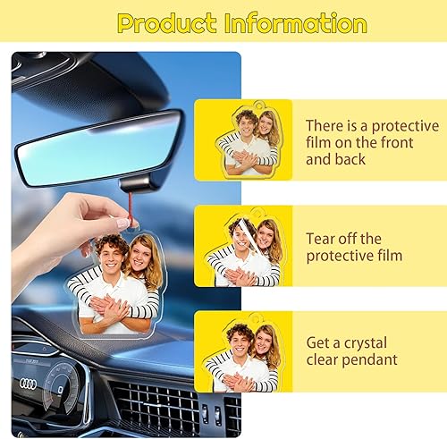 Miniatura 4 de CUPIKE Regalo personalizado para el día de San Valentín para él, su novio, adornos acrílicos personalizados para colgar en el automóvil, accesorios