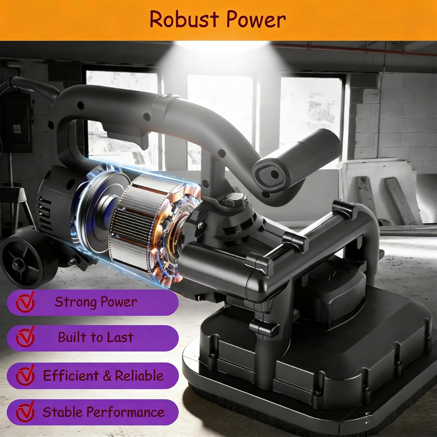 Professional 4-Head Terrazzo Grinder 3800W | Variable Speed 0-4500 RPM | Concrete Polishing Stone Concrete Surface, Metal Descaling MachineandPole
