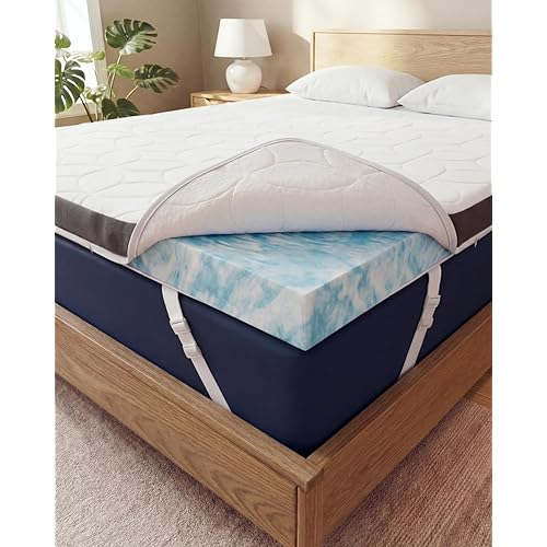 Memory Foam Mattress Topper with Cooling Cover - 3 Inch Cooling Gel Mattress Topper - Extra Plush, Thick & Comfortable - King Size Mattress Pad with Washable Cover - Pressure & Pain Relief Bed Topper
