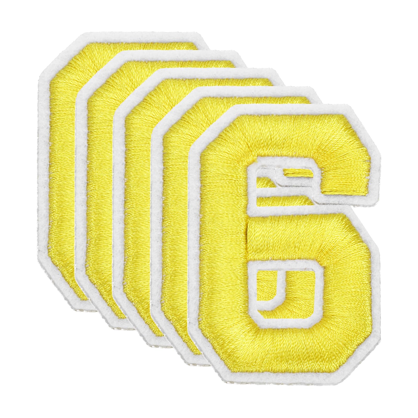 sourcing map 20 Pcs Number Patches 2.4" Height Number 6 Embroidered Decorative Repair Patches Iron/Sew on Embroidery Appliques for Decor Clothes Shoes Hats Backpacks DIY Crafts, Yellow