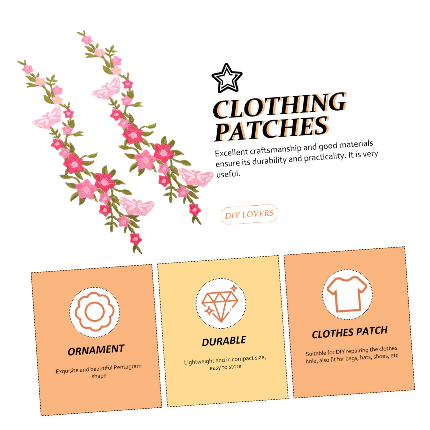 Adornos para Ropa, Parches Bordados de Tela Flores