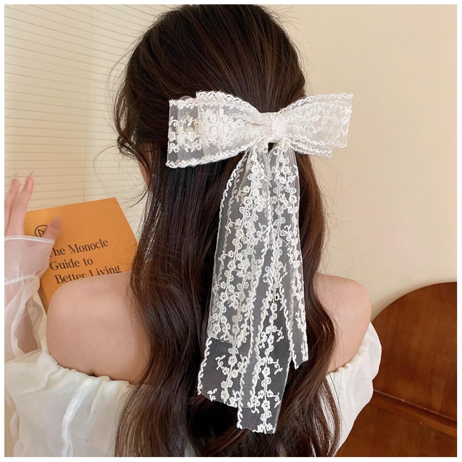 Amazon.com : Large Lace Hair Bow Clips for Women Girls 