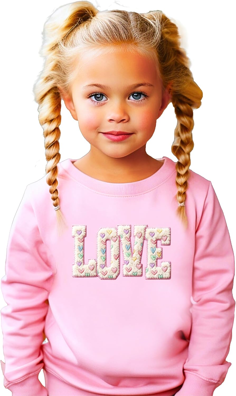Olive Loves Apple Ink Printed Image NOT a Yarn Patch Sweatshirt - Girly Retro Valentine Love Sweatshirt