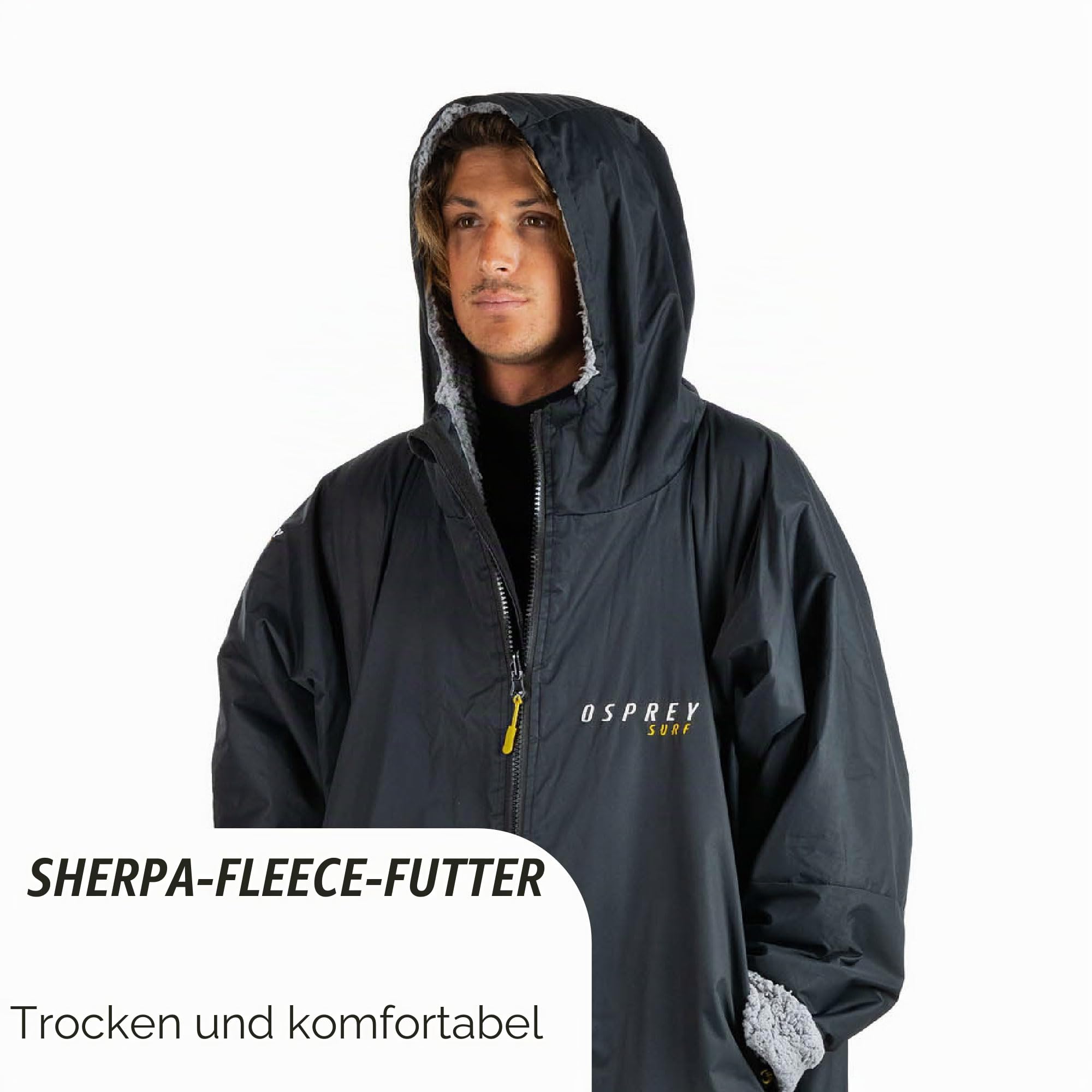 Osprey, Wickelmantel für Erwachsene und Kinder, Surfen und Schwimmen, mit Sherpa-Fleece-Stoff, wasserdicht und winddicht, mehrere Farben