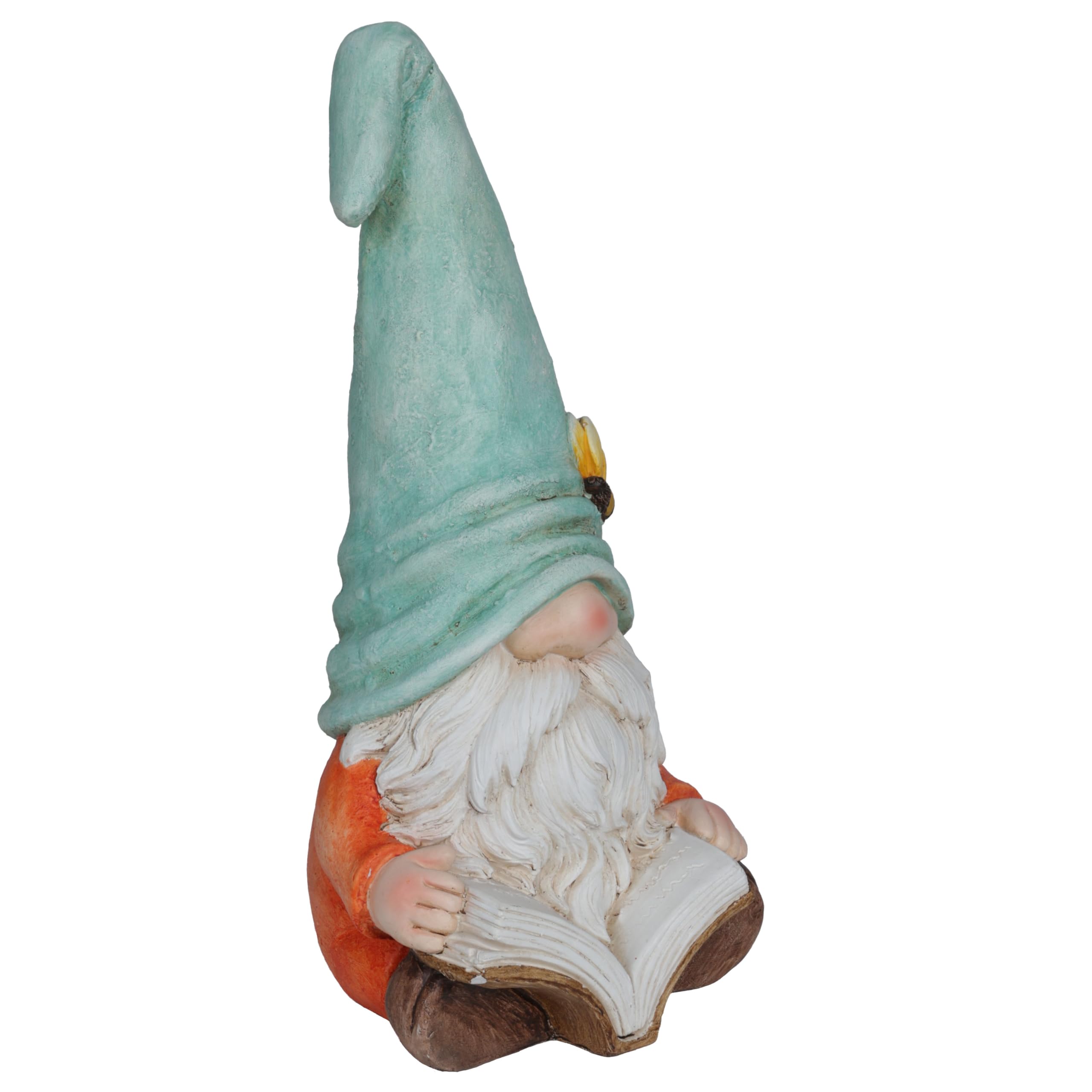 Alpine Corporation MCC844 GNOME intérieur/extérieur Lecture d'une Statue de Jardin de Livre, Statue de GNOME Charmant avec Chapeau, 20" H, Turquoise