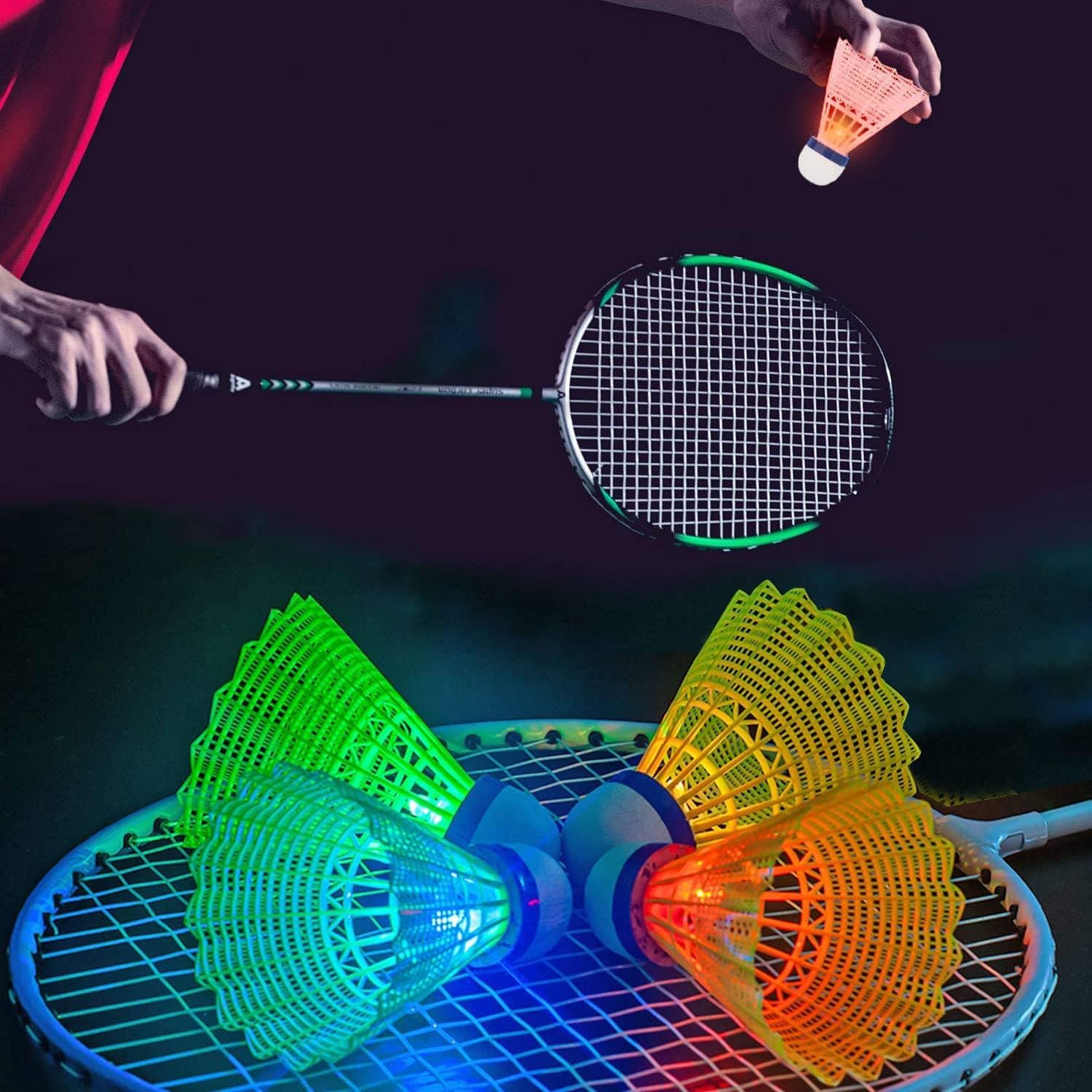 YeahBoom Palline da badminton a LED, in nylon, per sport, 6 pezzi, per attività sportive indoor/outdoor