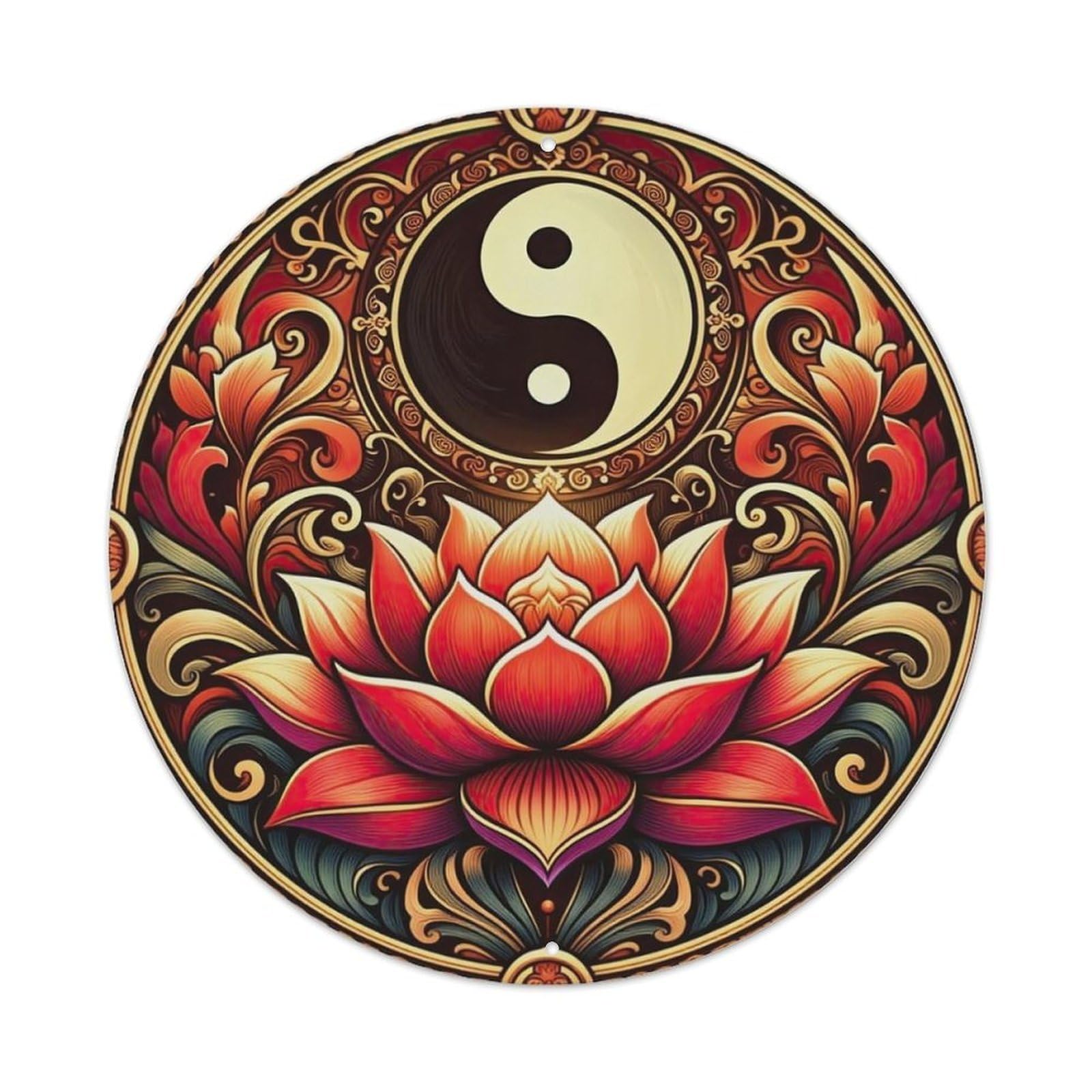 Zen Meditation Yin Yang Mandala Metal Tin Sign