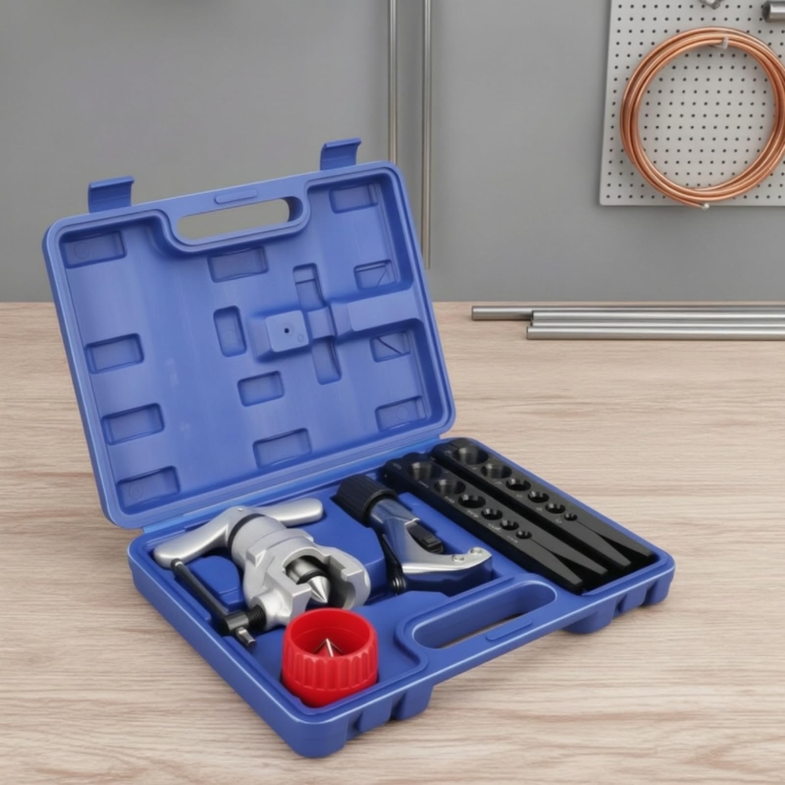 Qianly Cartellatrice con Valigetta Portatile Kit Flangiatubo Compatto Flangiatubo con Valigetta per Tecnici Climatizzazione, Refrigerazione, Condizionamento, 89156A 偏心扩管器