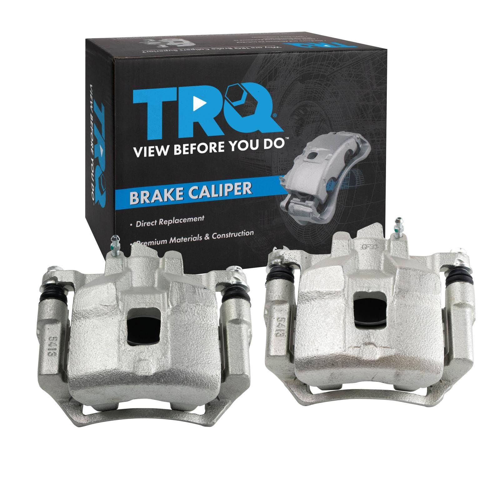 TRQ Front Brake Caliper Set Brackets Hardware Zinc Coated Compatible with 1998-2002 Chevrolet Prizm 1998-2002 Toyota Corolla