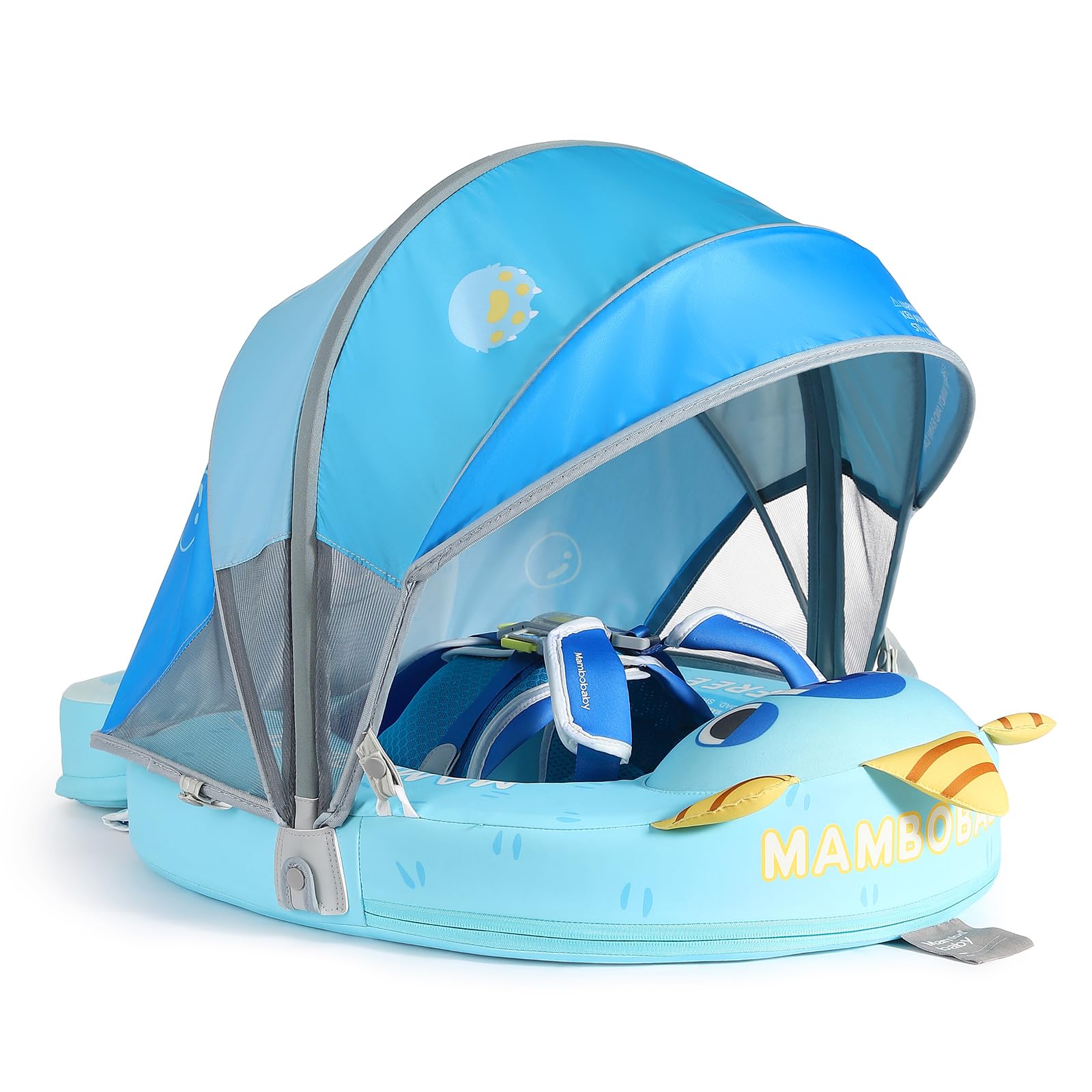 VQ-AntMambobaby Float with Canopy Size Improved Non Inflatable Infant Baby Pool Float Smart Mambo Float Swim Trainer Add Tail Swim Float Mambo Float Solid Air Free Water Waist Swimming Ring