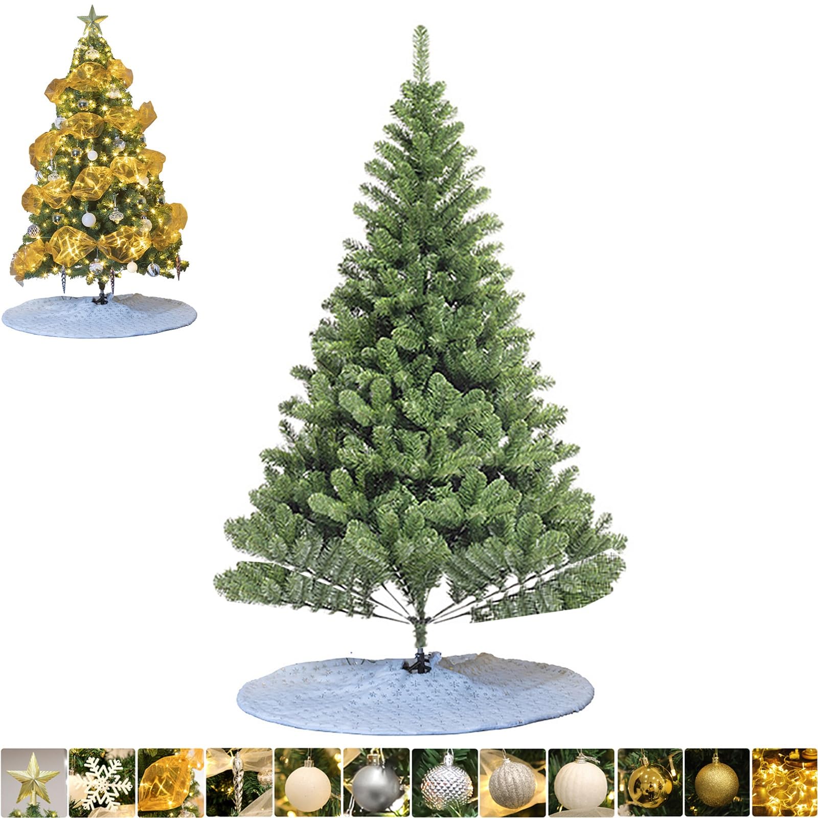 Árbol de Navidad artificial frondoso y árboles de Navidad con soporte metálico 8
