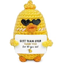 OASSIE Thank You Gifts for Coworkers - Best Team Ever Positive Duck Crochet - Teachers Day Birthday Appreciation Gifts for Employees Teachers Friends Boss Leader Women Men, Office Table Decor