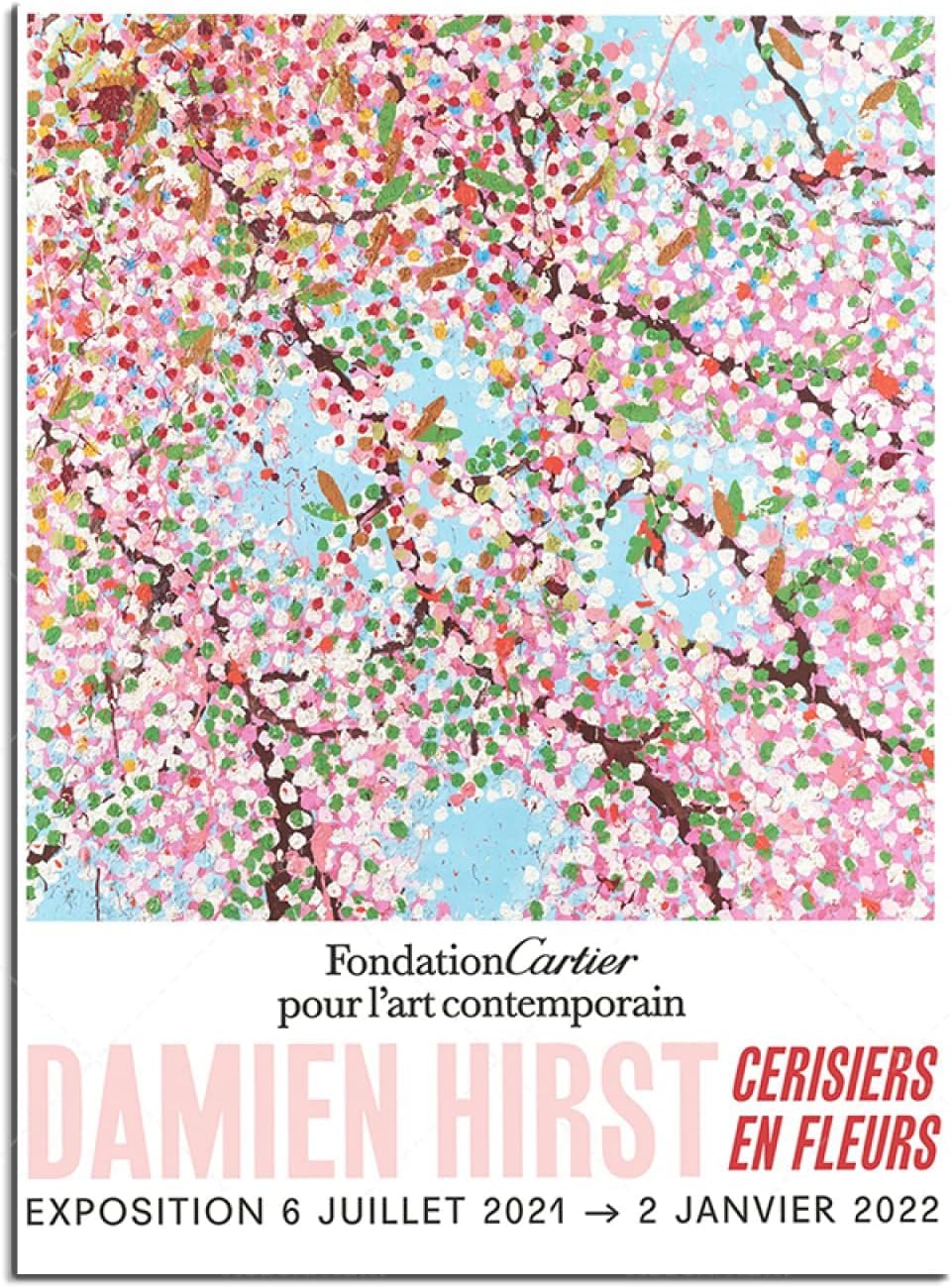 Latafa Pink With Other Bright Colors Damien Hirst Poster And Prints Fashion Cherry Blossoms Wall Art Damien Hirst Canvas Painting Damien Hirst Pictures For Home Decor 50X70cm No Frame