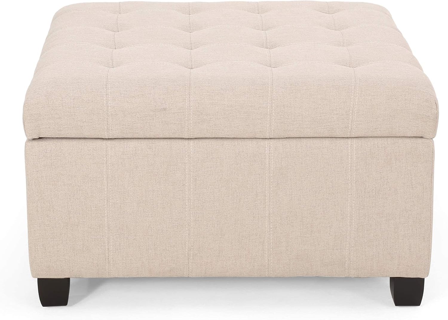 Christopher Knight Home Hedda Tufted Fabric Storage Ottoman, Wheat, Dark Brown