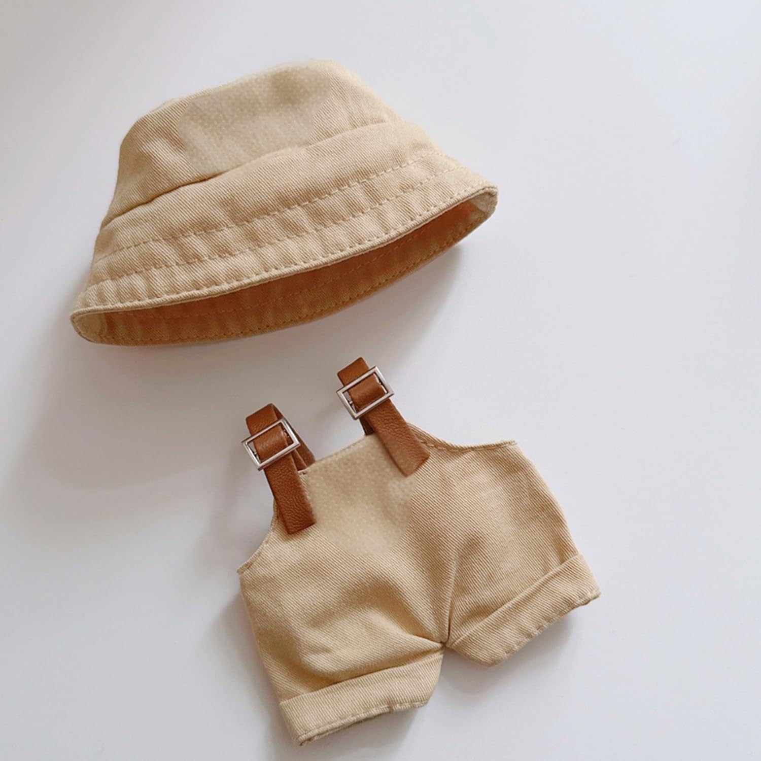 17cm Doll Clothes,Clothes for Dolls Outfit,Accessories for 17cm Dolls Clothes,Cute Clothes for Dress up Unique Style,1 Hats 1 Overalls Jeans Girl for Best Gifts No Doll Included (BROWN) - Image 2